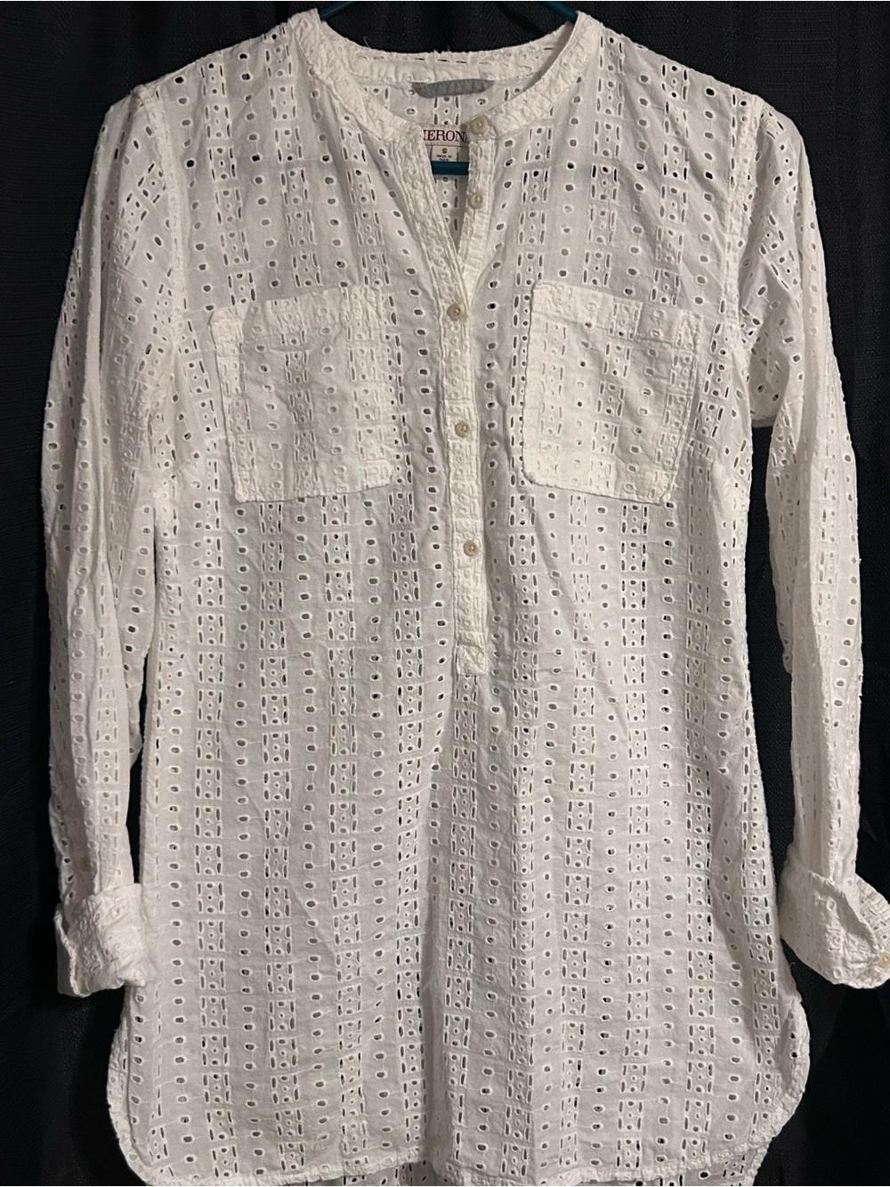 Merona White Eyelet Long-Sleeve Blouse